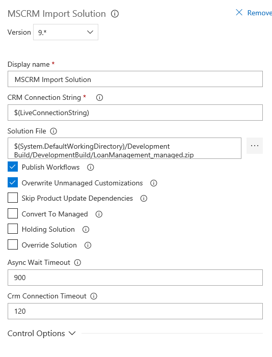 Import Solution Settings