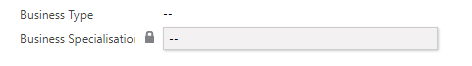 Field locked because no parent Business Type has been chosen