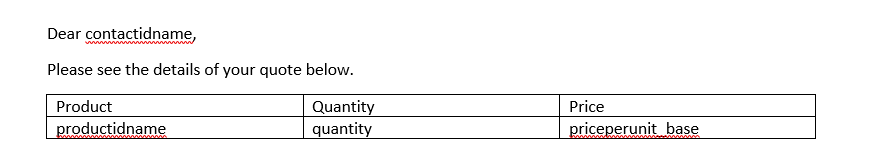 Repeating row with fields from Dynamics