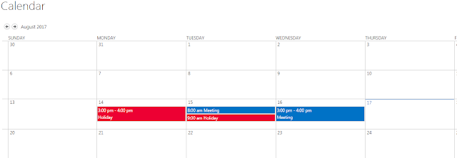 Calendar with overlay and default view modified